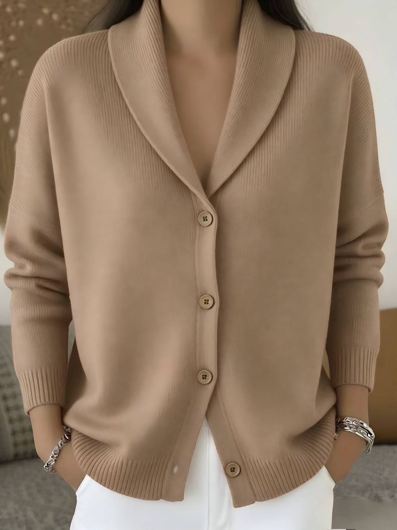 Strick-Cardigan mit Reverskragen