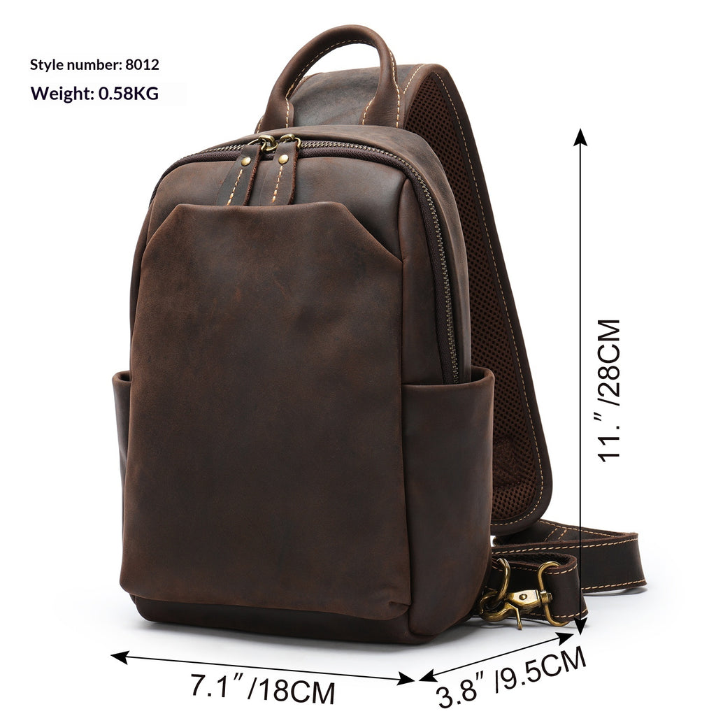 Retro-Brusttasche aus Crazy Horse Leder – Ansicht 5