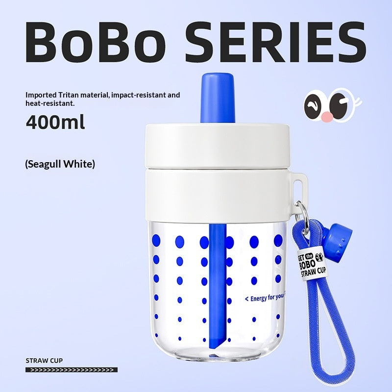 Bobo Strohflasche 400 ml mit Deckel und Trageband