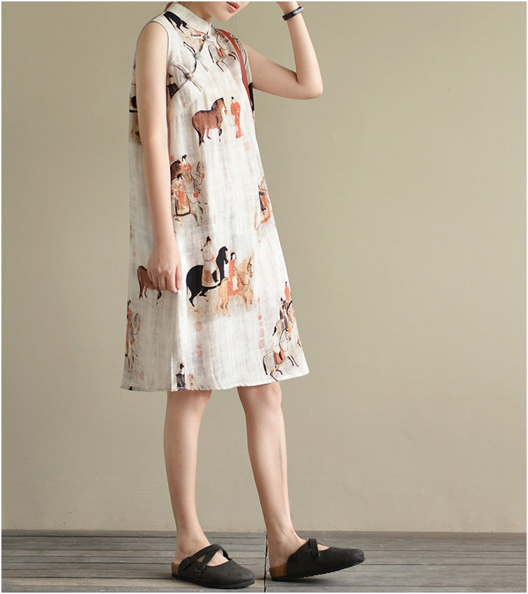Ärmelloses Cheongsam Midikleid für Damen – Bild 1 | LuxeStyle