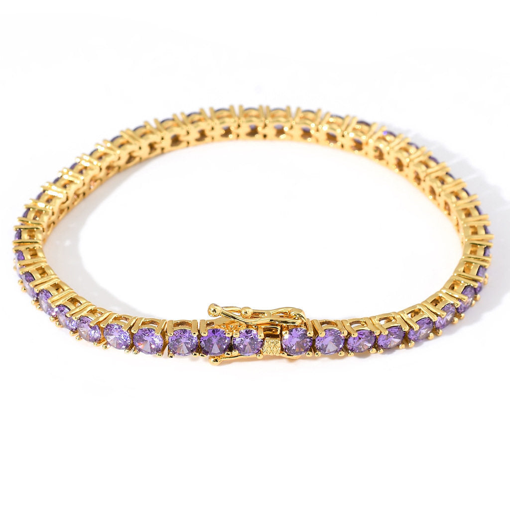 Tennis-Armband mit 4mm lila Zirkonia