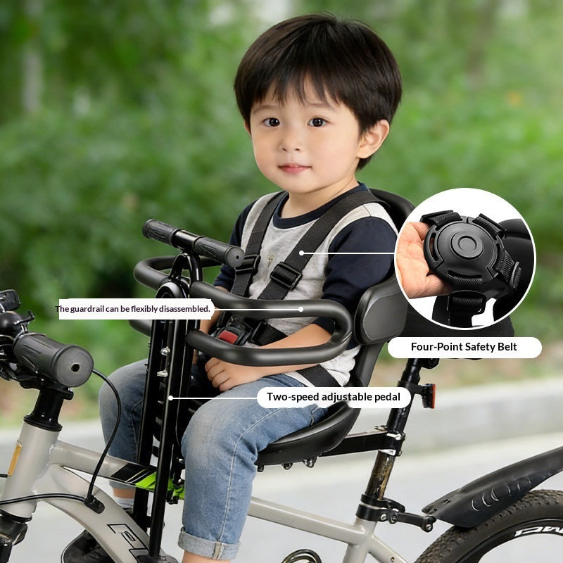 Kindersitz für Velos, mit Armlehne und Schutzbügel