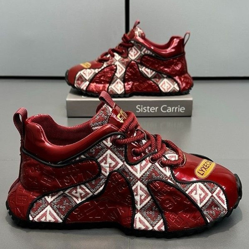 Mode-Sneaker mit Stickerei, dicksohlige Herrenschuhe