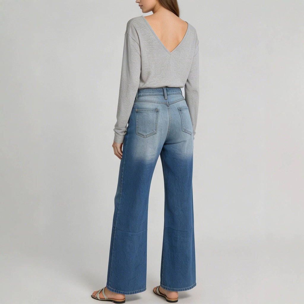 Washed Straight-Leg Commuter Jeans
