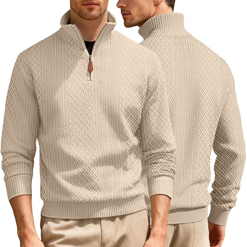 Männliches Sporttop mit Stehkragen, Reissverschluss, Langarm – Bild 4 | LuxeStyle