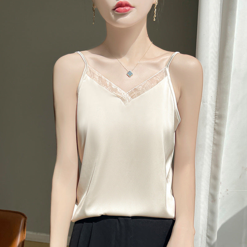Ärmelloses Camisole mit V‑Ausschnitt und Mesh-Panel – Bild 2 | LuxeStyle