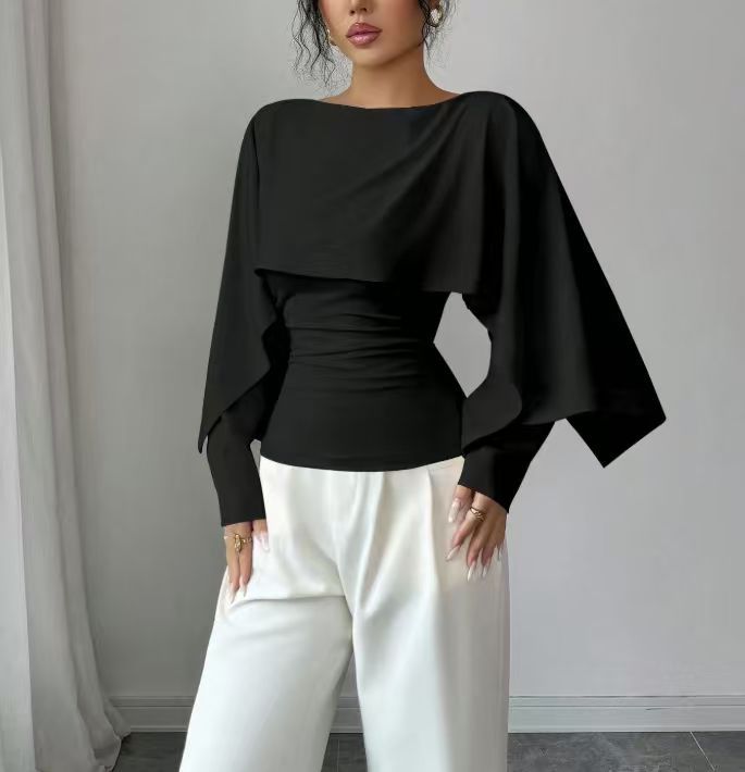 Elegantes Cape-Oberteil · Schalkragen