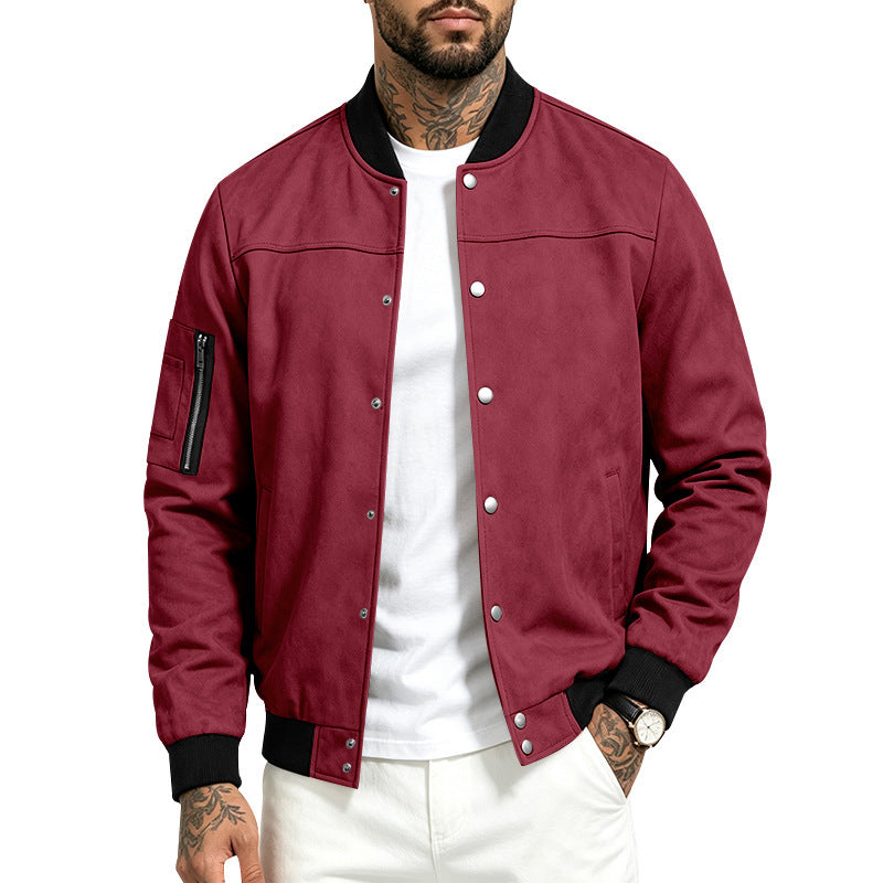 Herren Wildleder-Look Stehkragenjacke