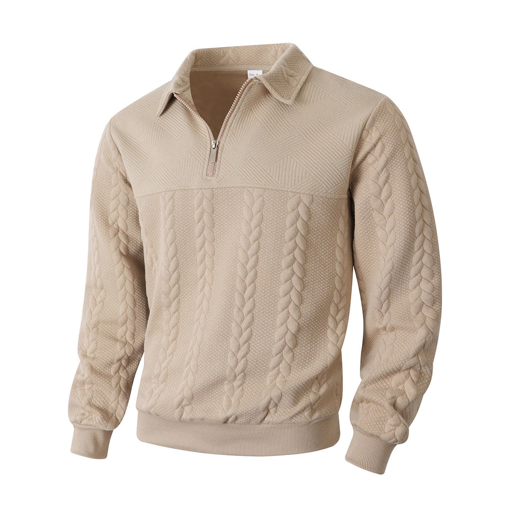 Jacquard Patchwork Half-Zip Polo-Shirt – Bild 1 | LuxeStyle