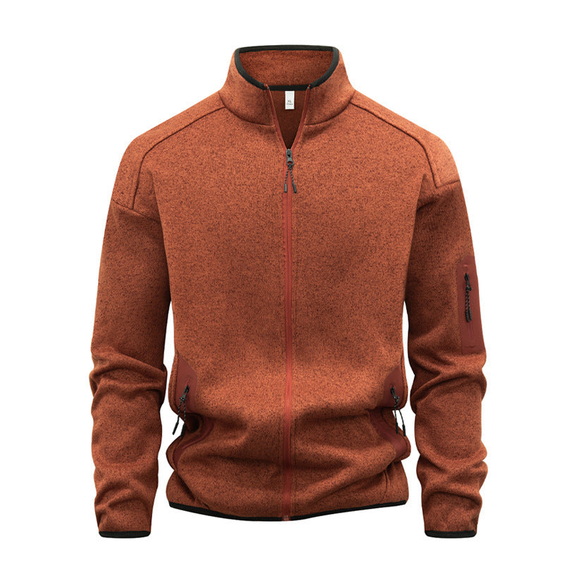 Cardigan Sweatshirt mit Stehkragen und Reissverschlusstasche