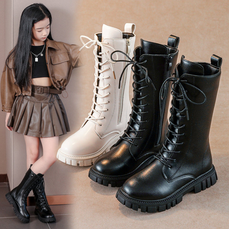 Kniehohe Stiefel für Mädchen, schwarz | LuxeStyle