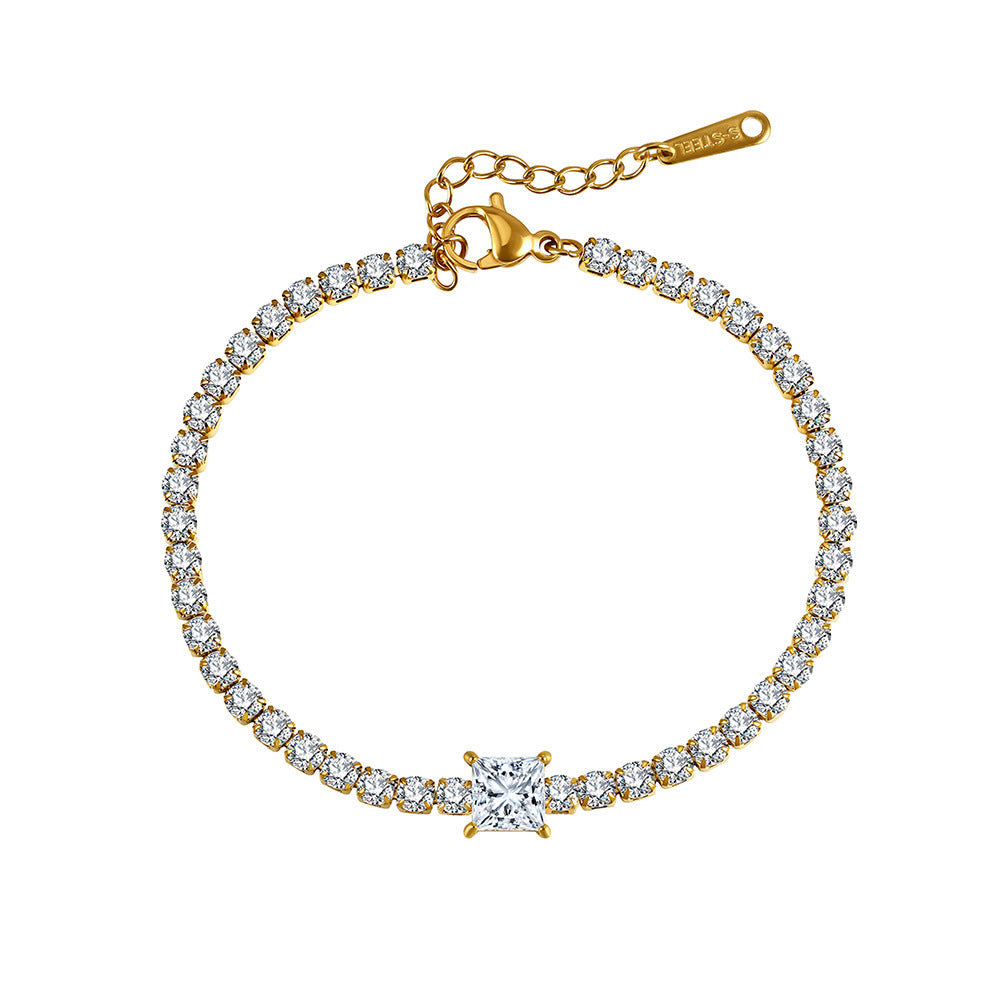 Vergoldetes Zirkonia Tennis-Armband – Bild 4 | LuxeStyle