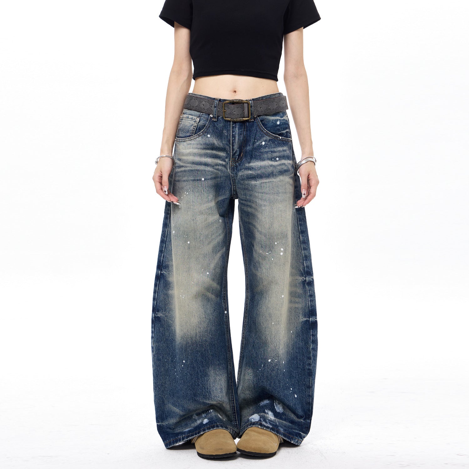Retro Tinten-Denim Herrenjeans