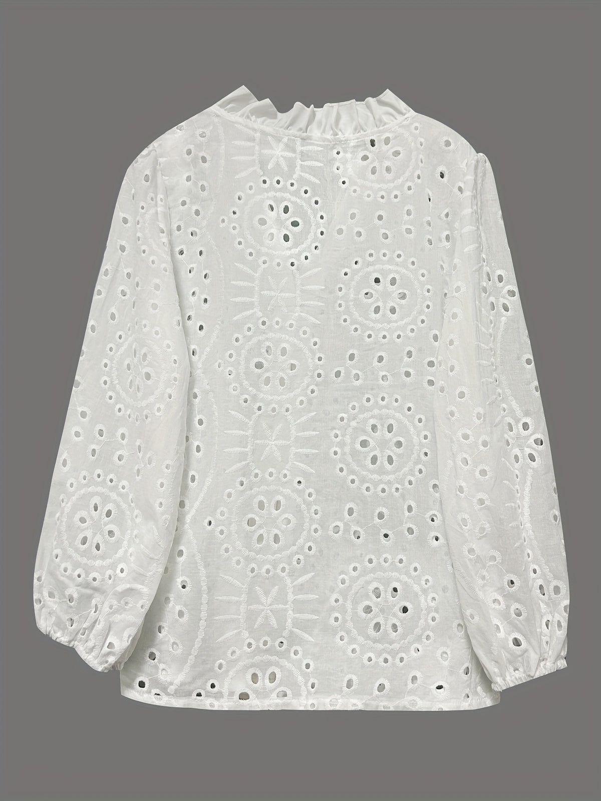 Damen Bluse Weiss mit Lochstickerei | LuxeStyle