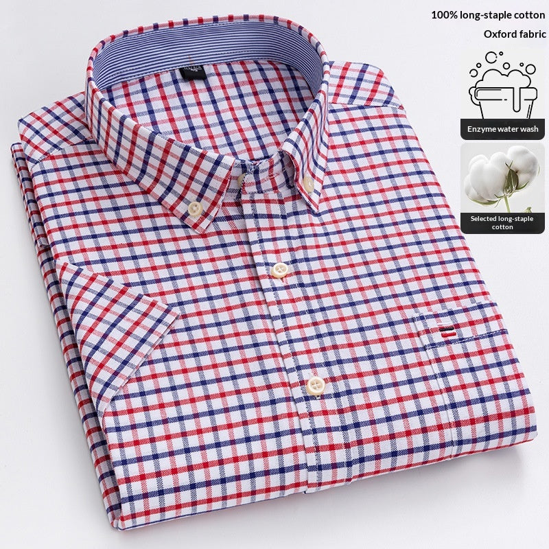 Herren Oxford Baumwollhemd Kurzarm