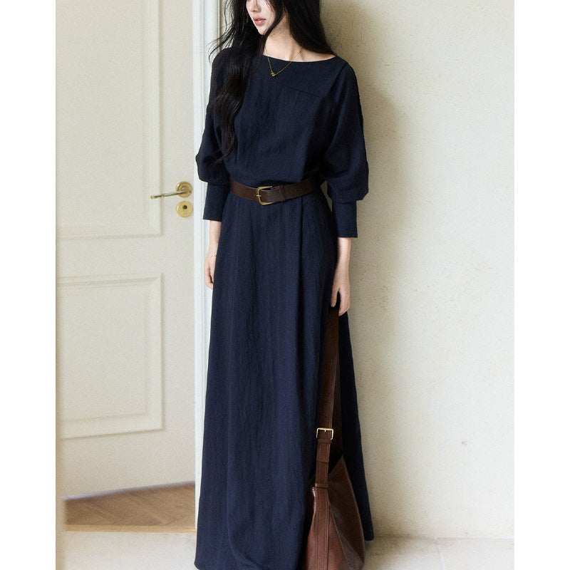 Navy-blauer Drapierter Maxi-Rock | LuxeStyle