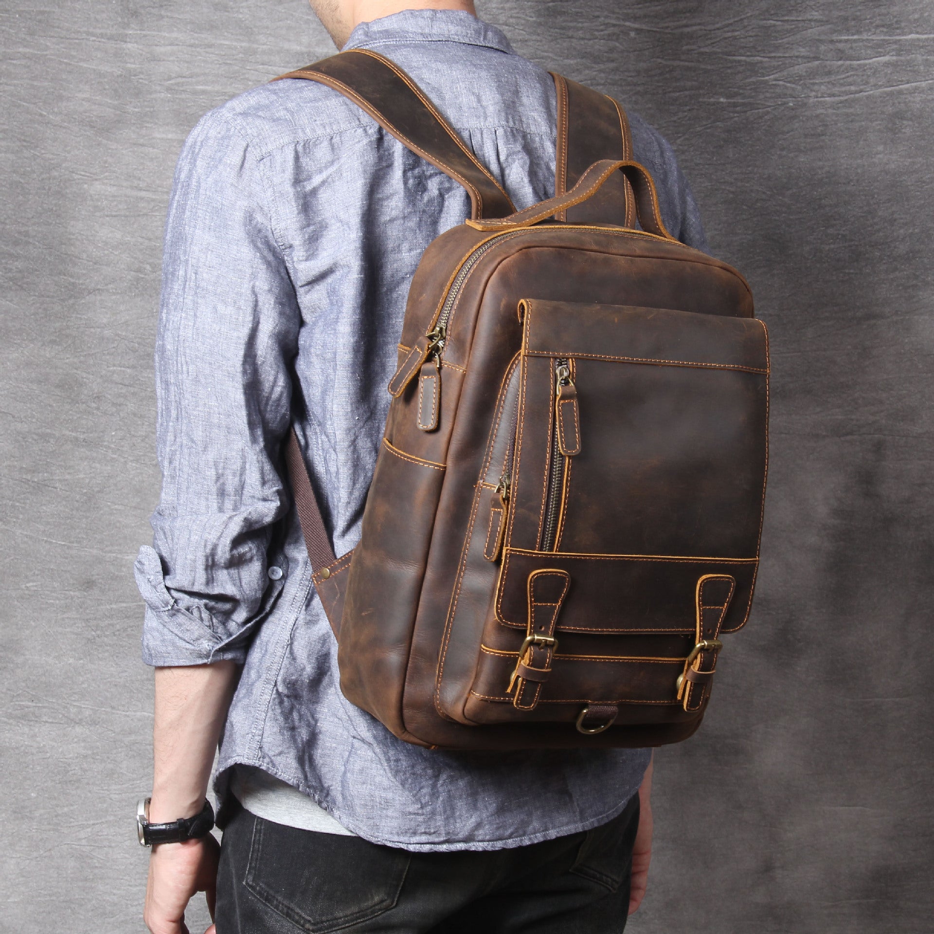 Retro Crazy Horse Lederrucksack