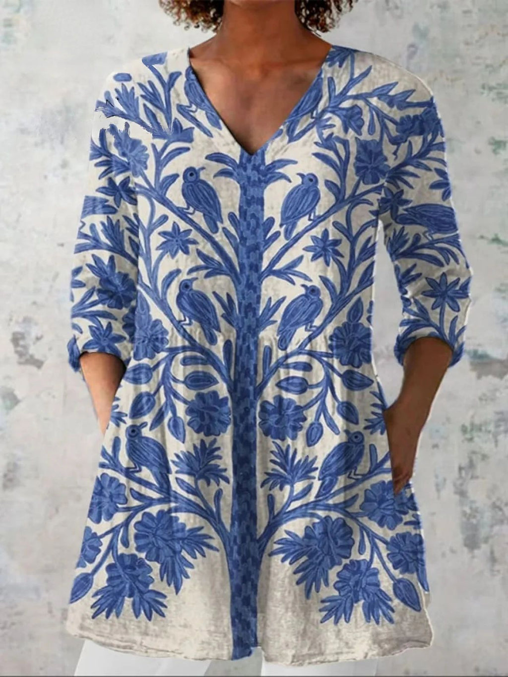 Blumen Midi-Kleid mit V-Ausschnitt – Bild 12 | LuxeStyle