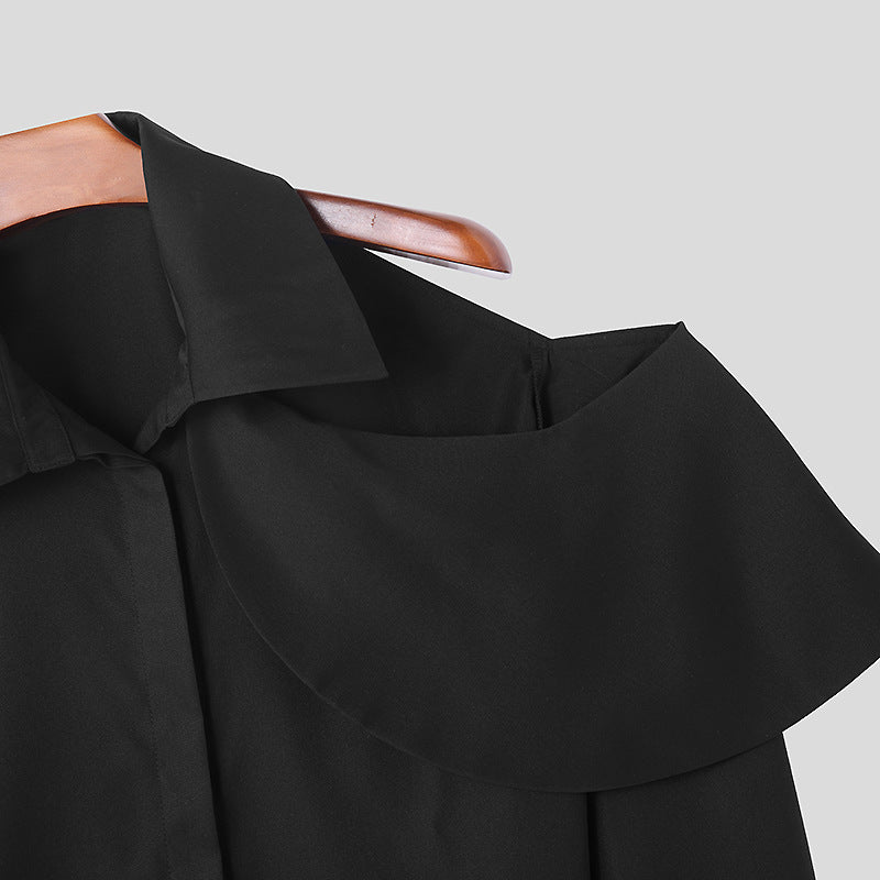 Herren Langarmshirt mit Rüschen und Off-Shoulder