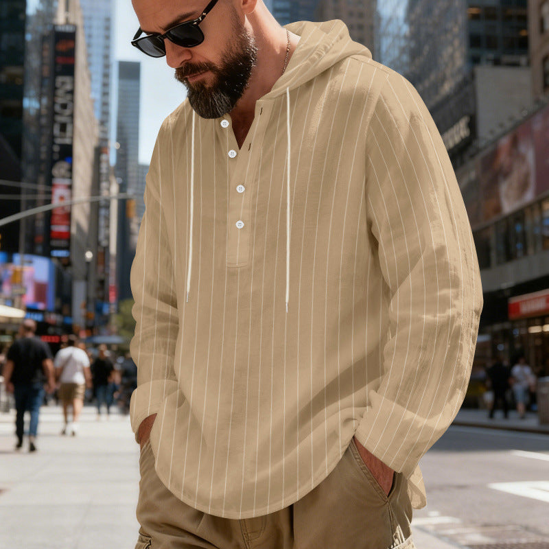 Herren Leinen-Kapuzenshirt Gestreift – Bild 8 | LuxeStyle