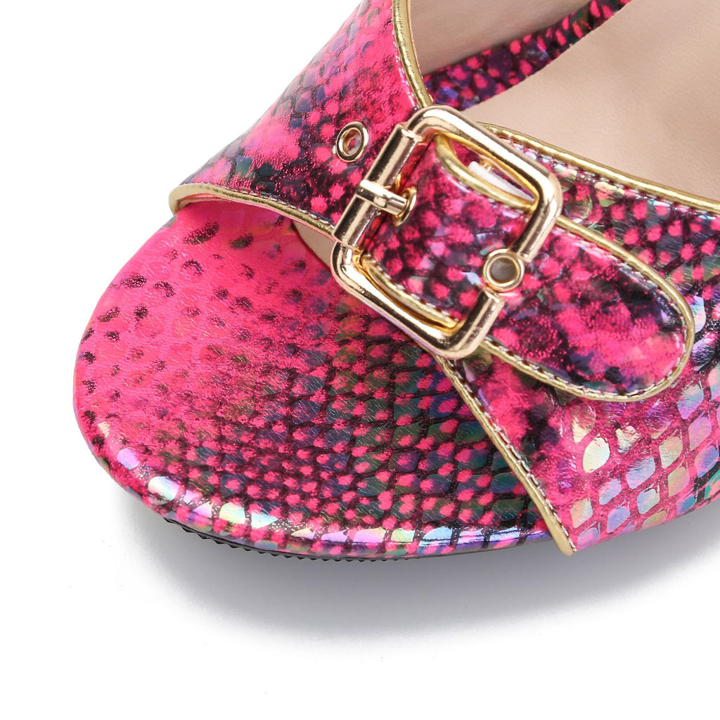 Sandalen mit Schlangenmuster und eckiger Schnalle – Bild 7 | LuxeStyle