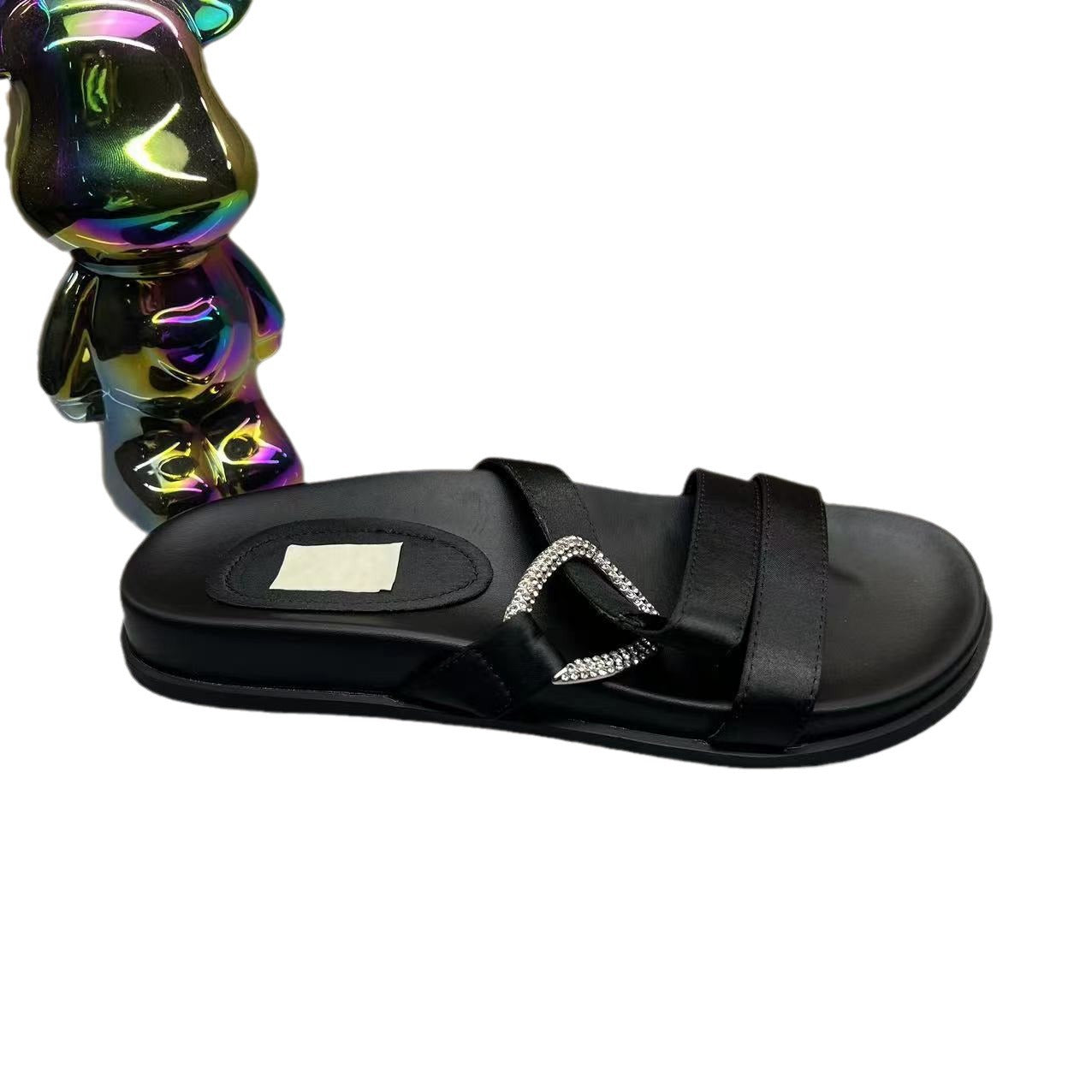 Schwarze Sandalen mit Strass-Dekor