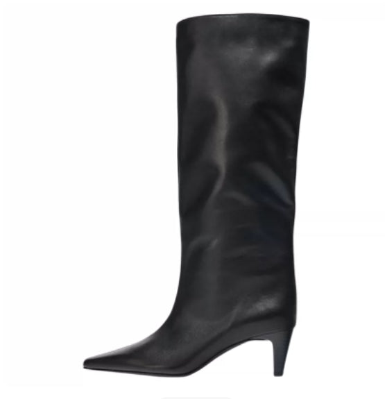 Denim-Stiefel mit hohem Absatz