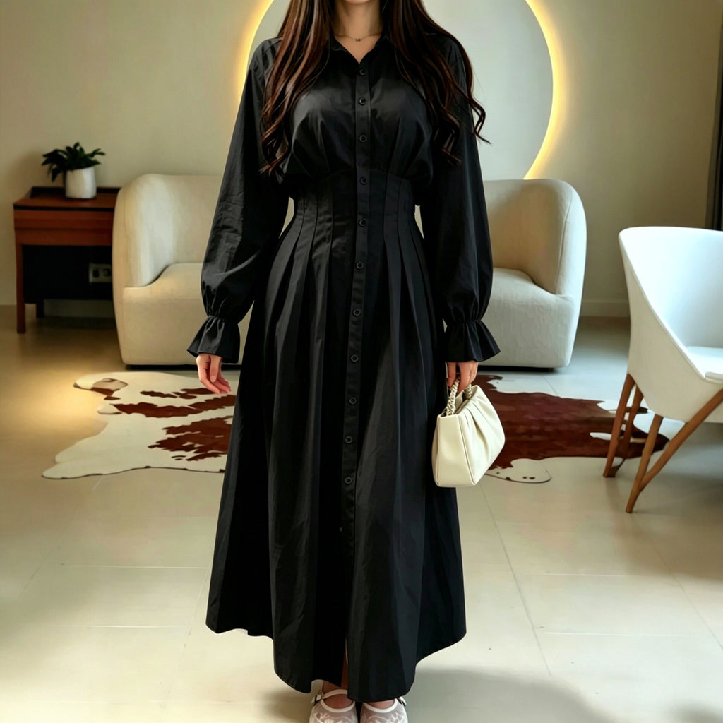 Elegantes Hemdblusenkleid mit Rüschensaum