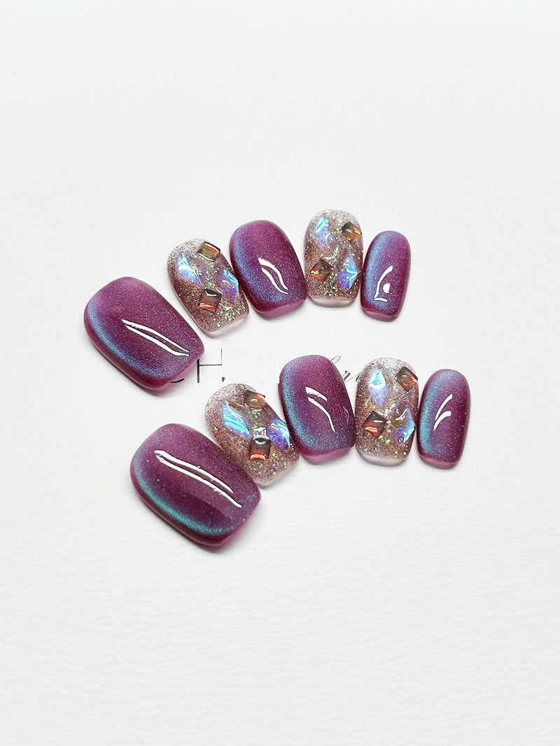 Handgemachte Cat Eye Nägel zum Aufkleben – Bild 9 | LuxeStyle