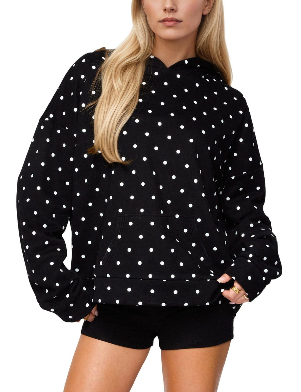 Kapuzen-Sweatshirt mit Polka-Dot-Print