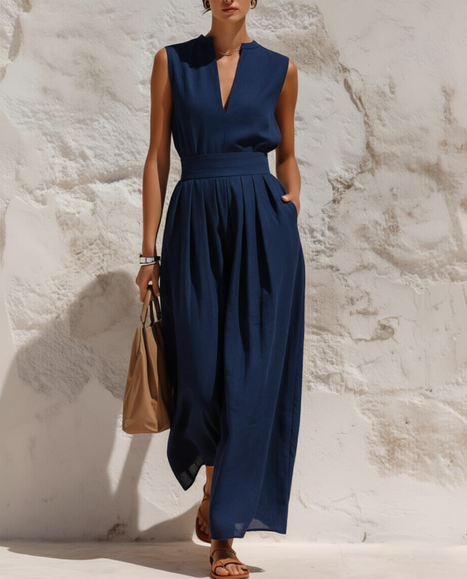 Ärmelloser Jumpsuit mit weitem Bein