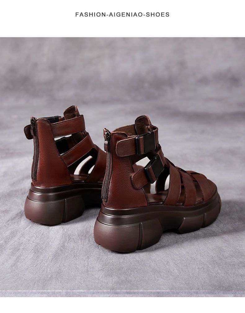 Retro-Sandalen aus Lederimitat mit Lochmuster – Bild 7 | LuxeStyle