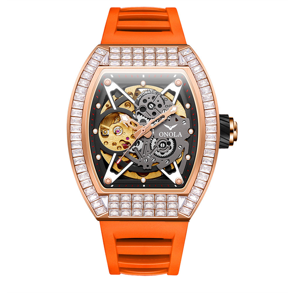 Hollow Automatik-Uhren Herren Silikonarmband wasserdicht