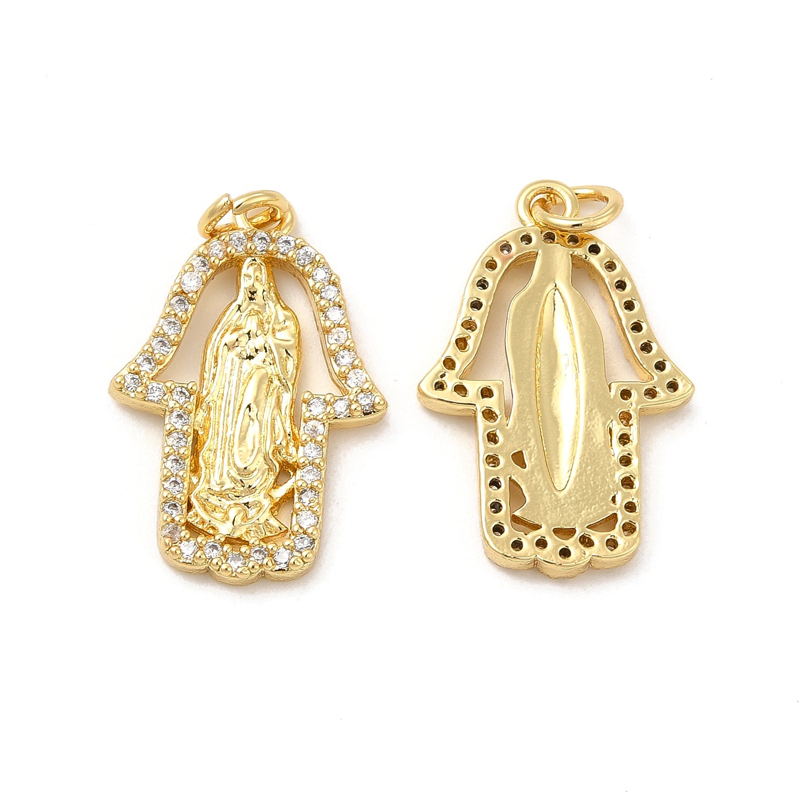 5er-Set Messing-Anhänger mit Zirkonia-Pavé