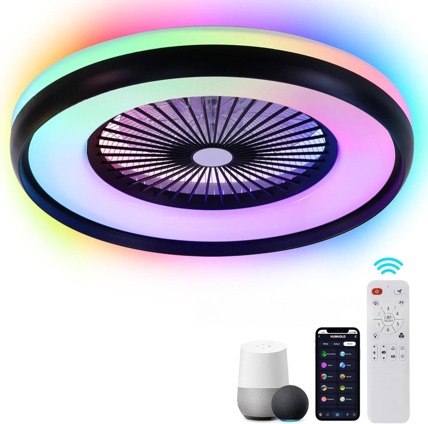 Smarter Deckenventilator mit RGB-Licht