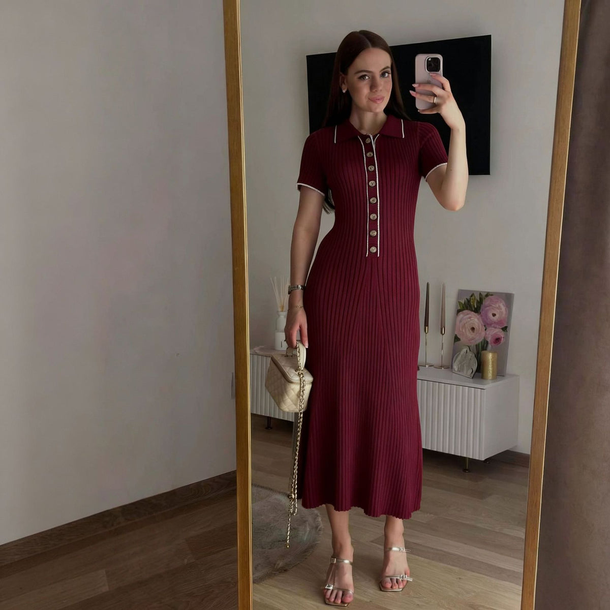 Patchwork Color-Block Kurzarmkleid – Bild 8 | LuxeStyle