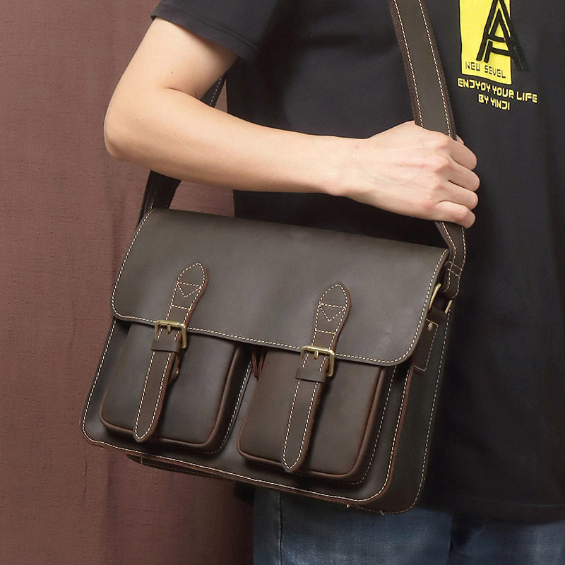 Retro-Messenger-Tasche aus Rindleder – Bild 5 | LuxeStyle