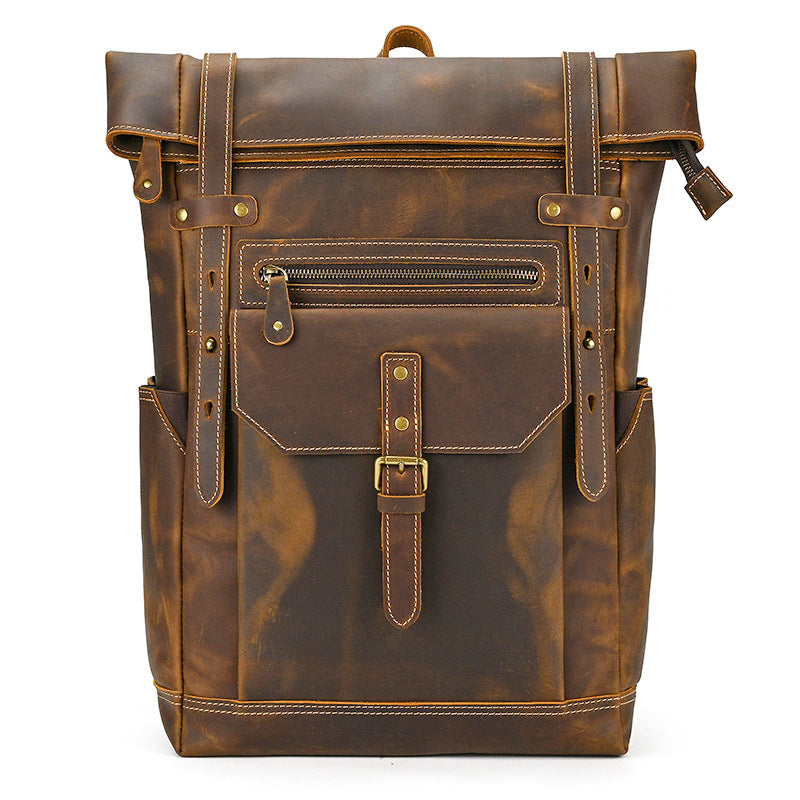 Retro Rucksack aus Rindsleder für 15-Zoll-Laptop
