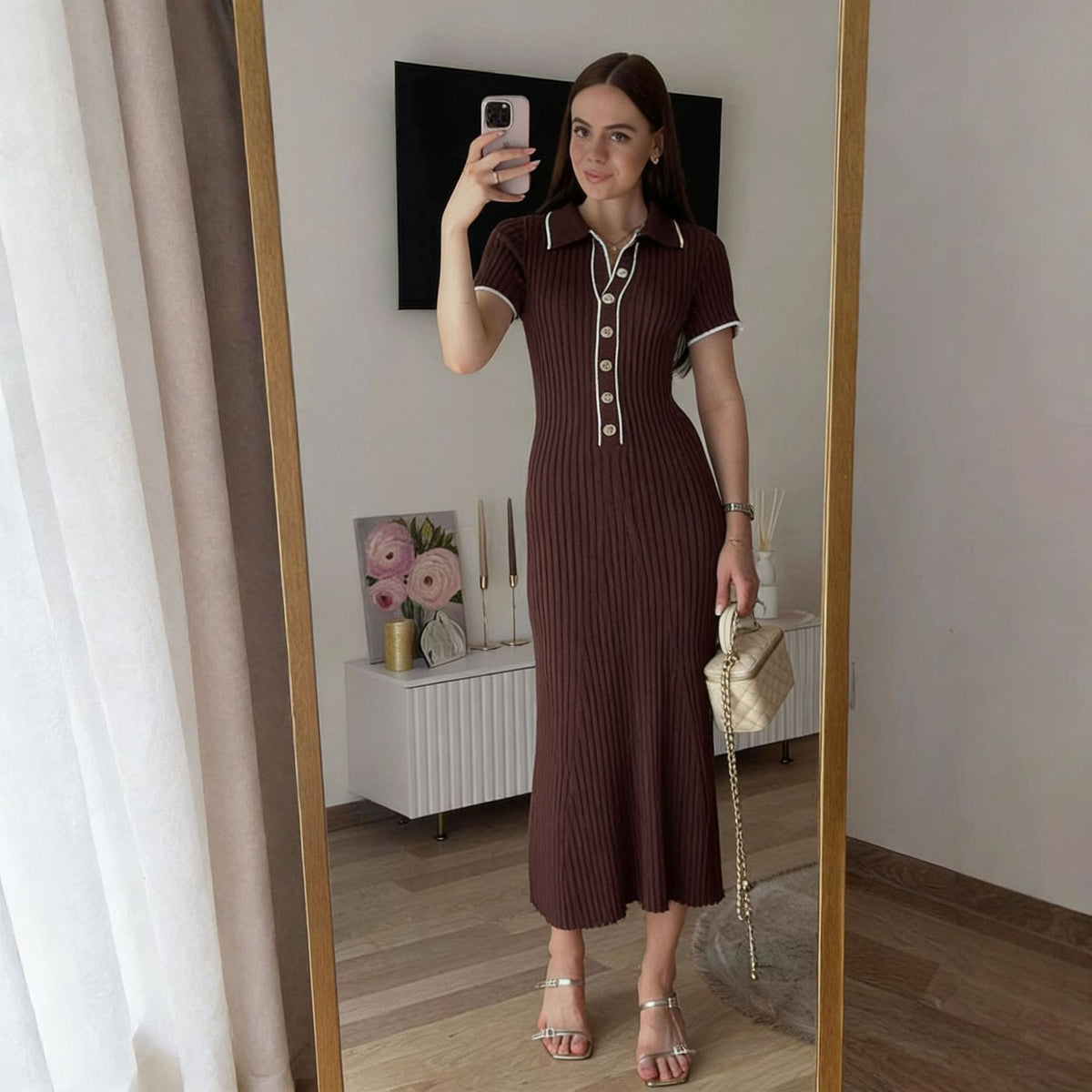 Patchwork Color-Block Kurzarmkleid – Bild 9 | LuxeStyle