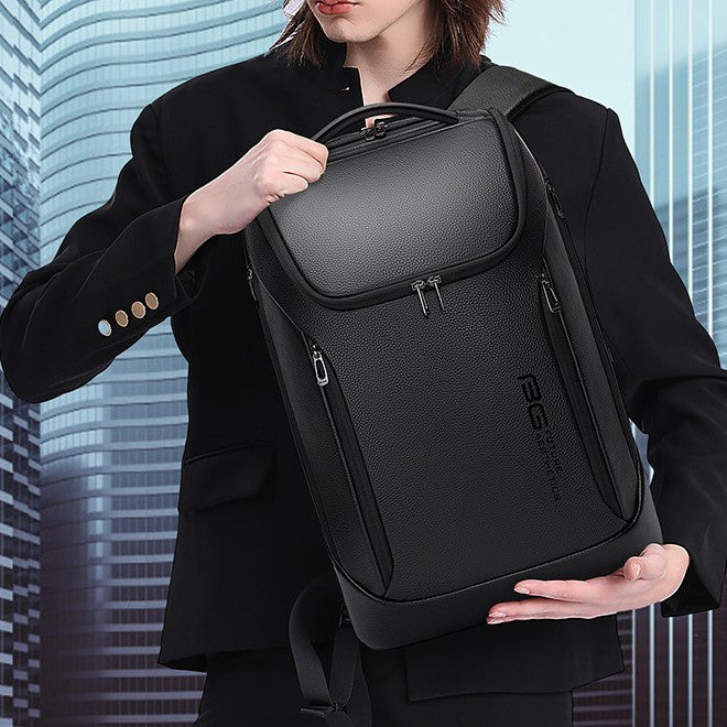 Rucksack für Computer – 20–35 L, schwarzes Leder | LuxeStyle