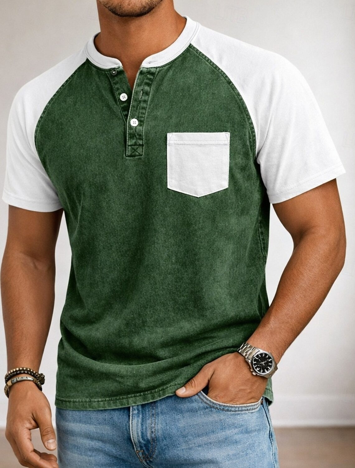 Polo-Shirt mit Henley-Kragen für Herren