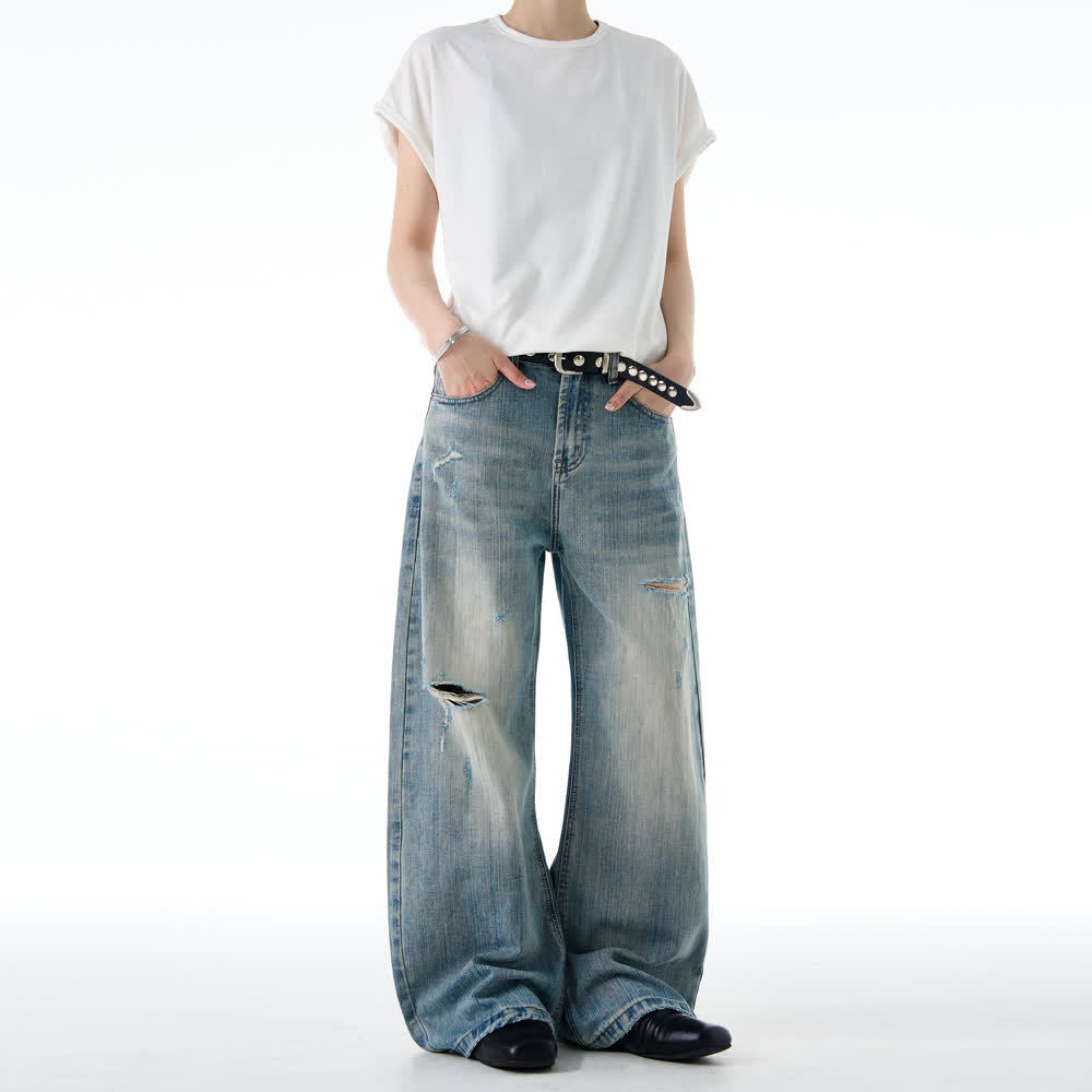 Vintage Bootcut Jeans, abgenutzt, gerissen, strukturiert