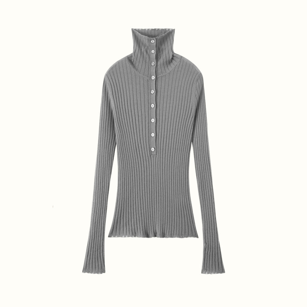 Ribbed Chunky Turtleneck Cashmere Pullover Damen Slim Fit