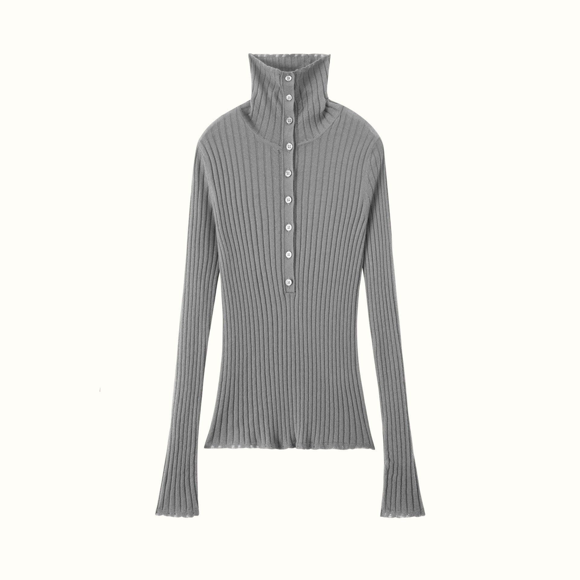 Ribbed Chunky Turtleneck Cashmere Pullover Damen Slim Fit