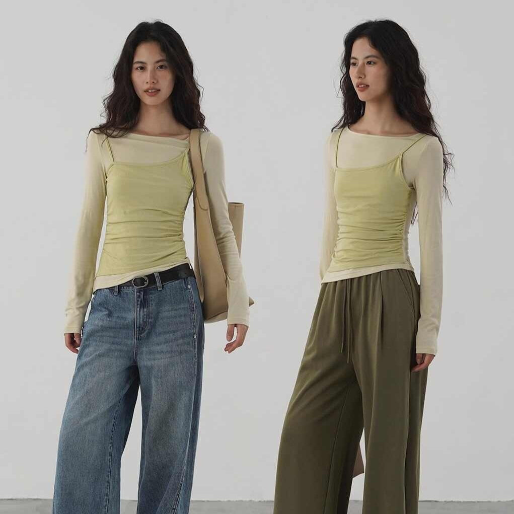 Gefaltetes Langarm-Top im Lagenlook – Bild 1 | LuxeStyle