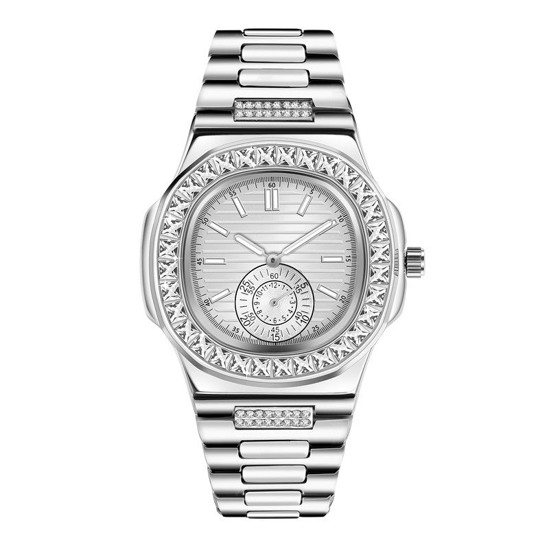 Herrenuhr mit Legierungsband und Strass-Akzenten – Bild 5 | LuxeStyle
