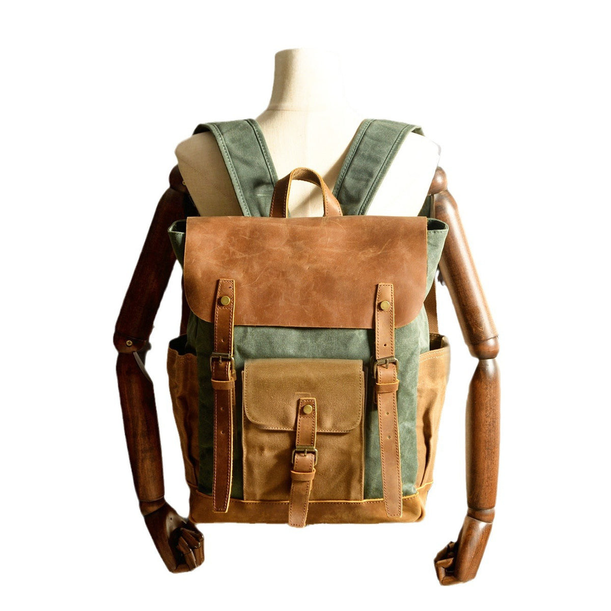Canvas Rucksack mit Crazy Horse Leder – Bild 9 | LuxeStyle