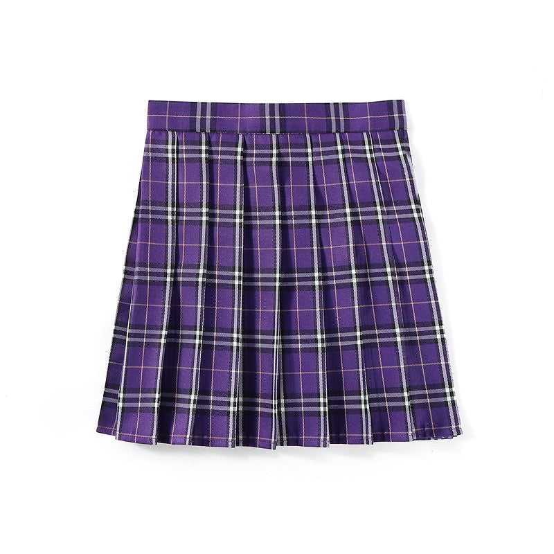 High-waist Minirock mit Falten und Karomuster