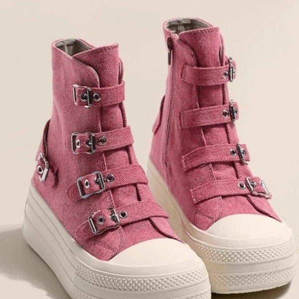 Atmungsaktive Canvas Boots mit dicker Sohle