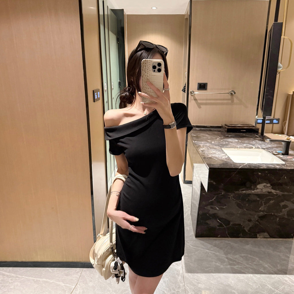 Gepunktetes Off-Shoulder Mini-Schwangerschaftskleid – Bild 7 | LuxeStyle
